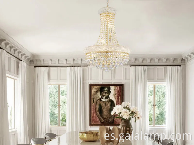 Candelera de vestíbulo de cristal de oro elegante - lámpara colgante de techo contemporáneo